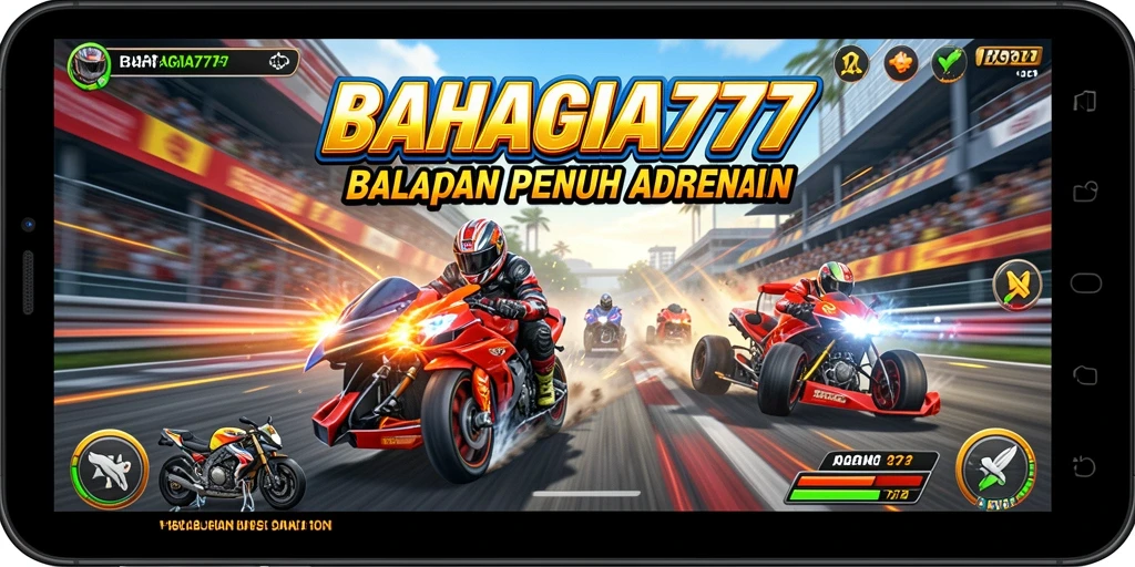 Tampilan permainan balapan yang mendebarkan dengan grafis tajam.