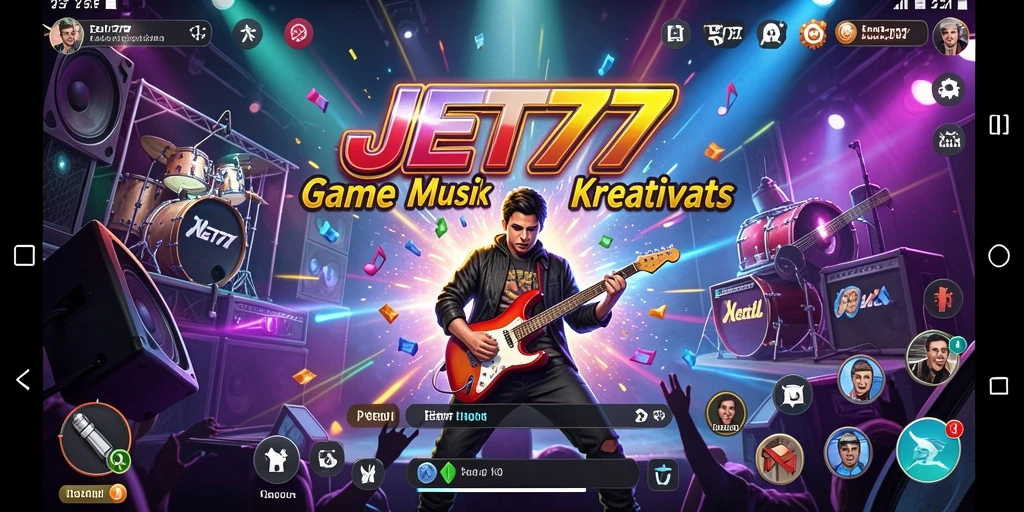 Tampilan gameplay JET77 dengan pengalaman musik yang seru.