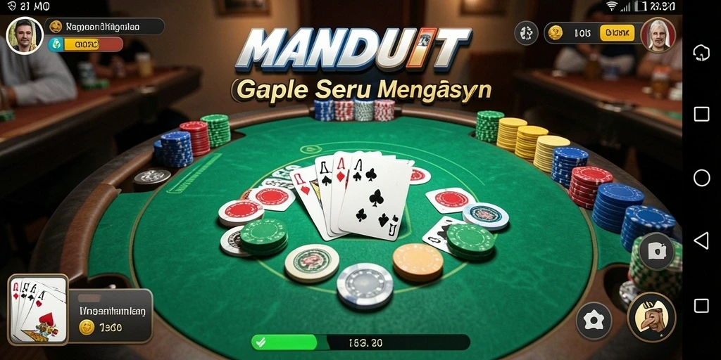 Screenshot gameplay MAINDUIT menunjukkan suasana seru permainan Gaple.