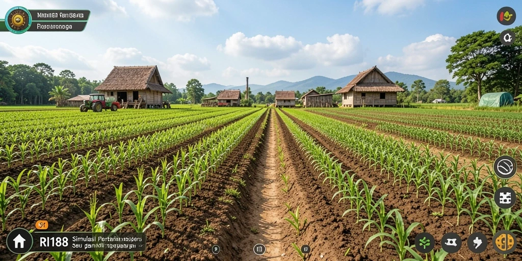Screenshot gameplay RI188 menunjukkan aktivitas bertani yang seru dan interaktif.