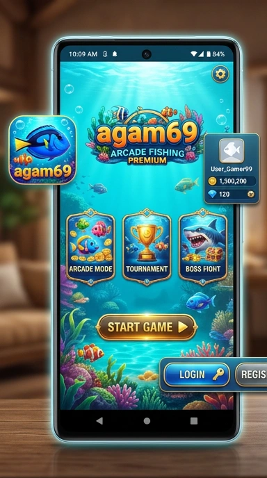 Screenshot aplikasi agam69 dengan berbagai kategori aplikasi.